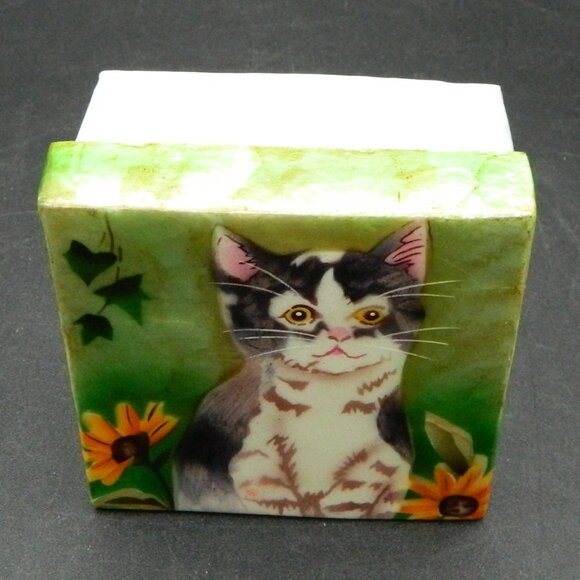 Capiz Shell Kitten Trinket Box, 3"x3"x1.5" - Picture 2 of 7